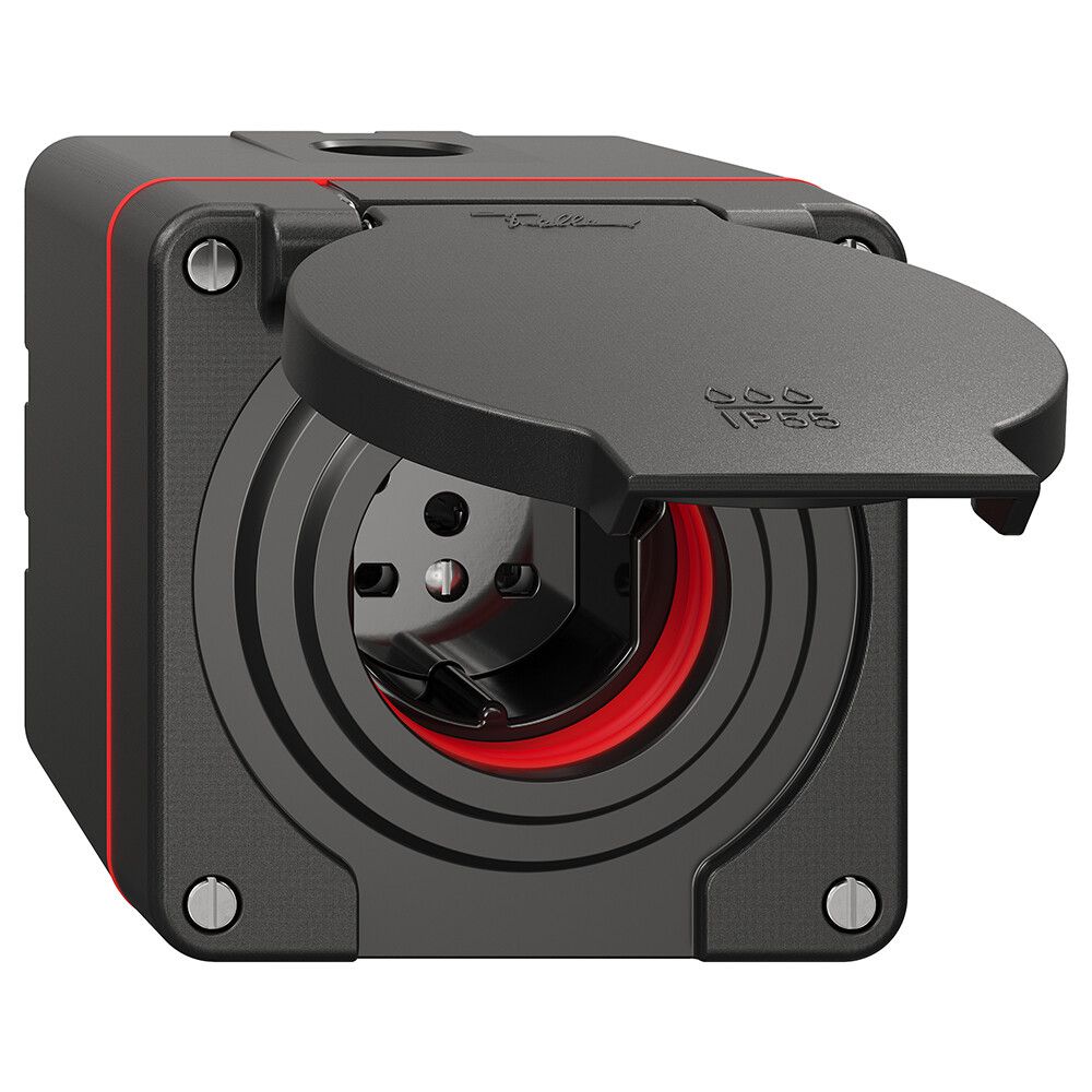 Presa NAP NEVO, 1×T15, IP55 secondo SN 441011, c.guarnizione rossa, ne