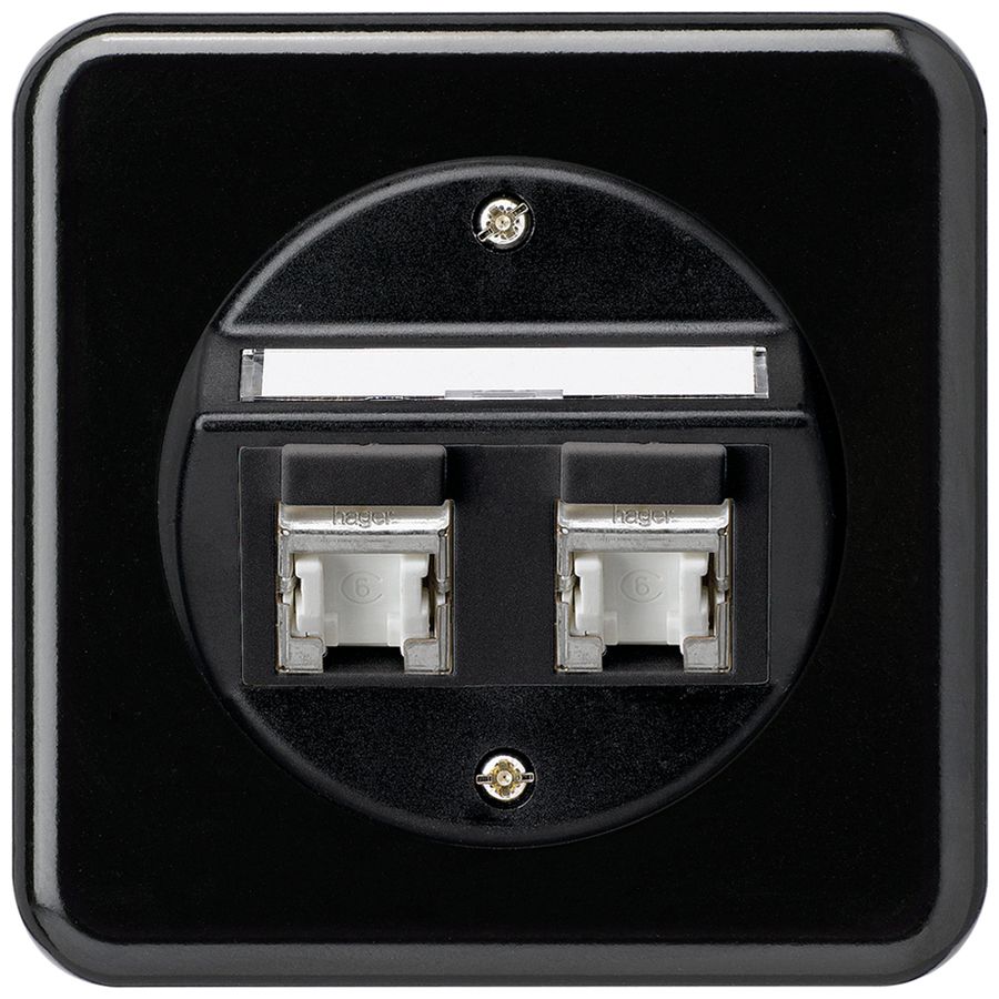 UP-Einsatz basico C Kat.6 2×RJ45/s Schrägauslass schwarz