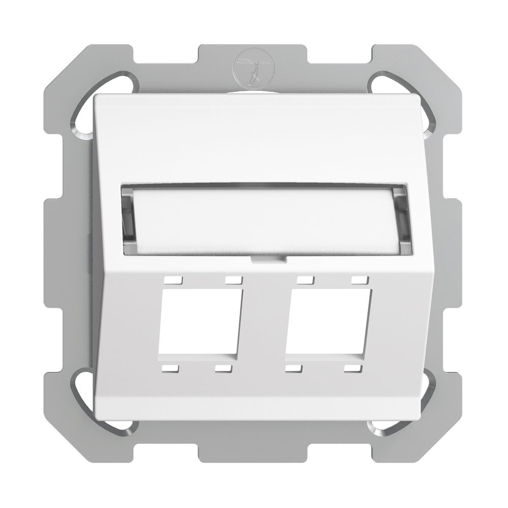Kit montage ENC EDIZIOdue FM sortie oblique 2×R&M cat.5e/6/LC spécial, blanc