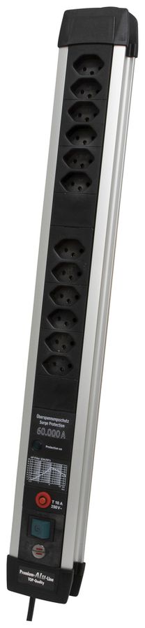 Prise multiple Premium-Protect-Line interrupteur max.60000A 12×T13 3m alu/no