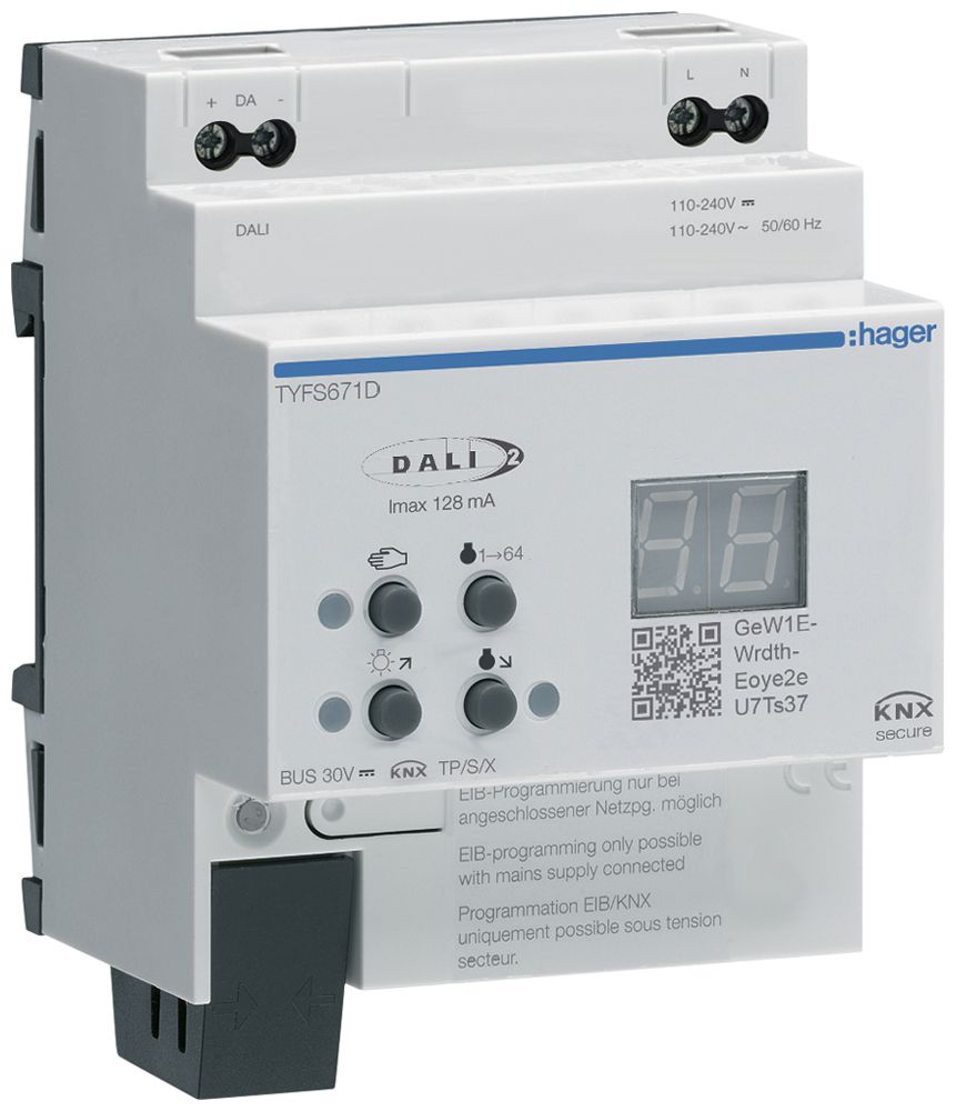 Gateway KNX/DALI AMD Hager TYFS671D, 1-canal 1×64 participants, Tunable White