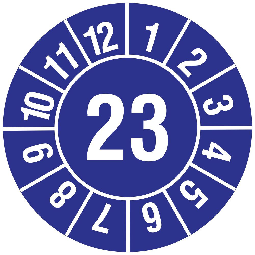 Prüfplakette CIMCO "23" Ø20 mm blau