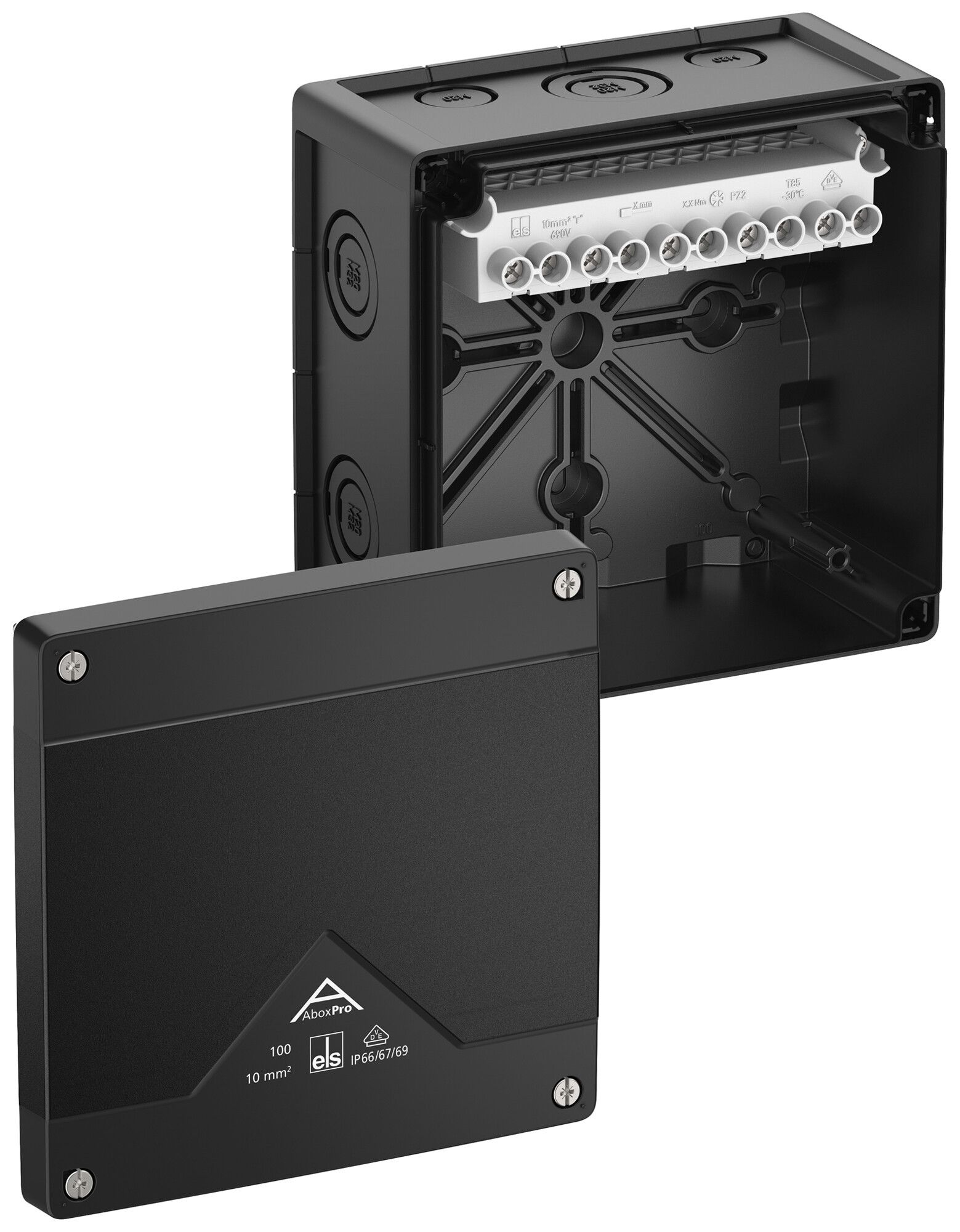 Scatola di derivazione AP Spelsberg Abox Pro 100-10²/sw 152×152×85mm IP69 ne