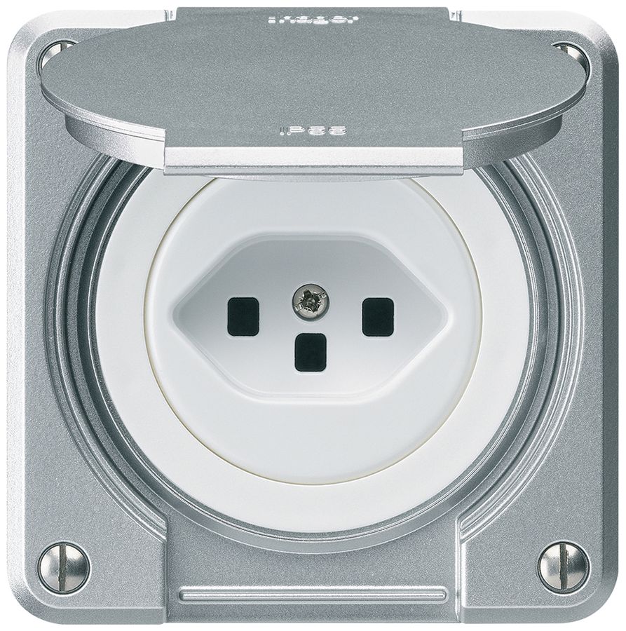 UP-Steckdose robusto C Typ 23 aluminium mit Steckklemmen