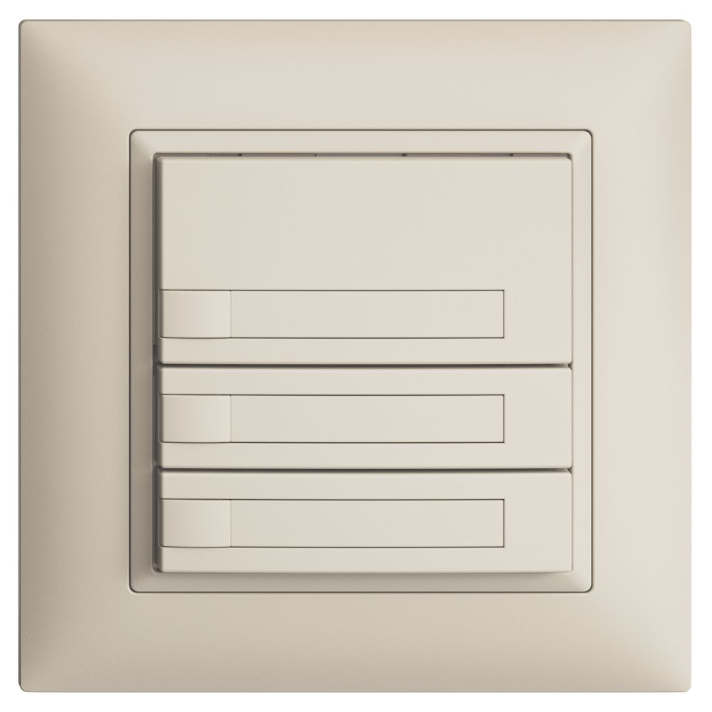 UP-KNX-Taster RGB EDUE FMI, 250mW, o.LED, m.Papier, 3×Taste, 1×Tastenb., crema