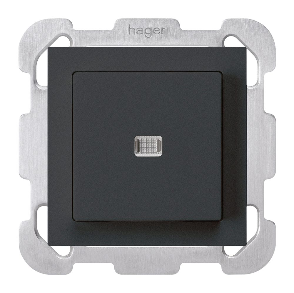 UP-Leuchtdruckschalter kallysto 3/1L schwarz mit Befestigungsplatte