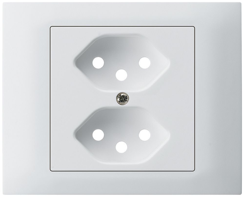 EB-Frontset kallysto f.Einbausteckdose G3 2×Typ 13 Abdeckrahmen schraubbar weiss