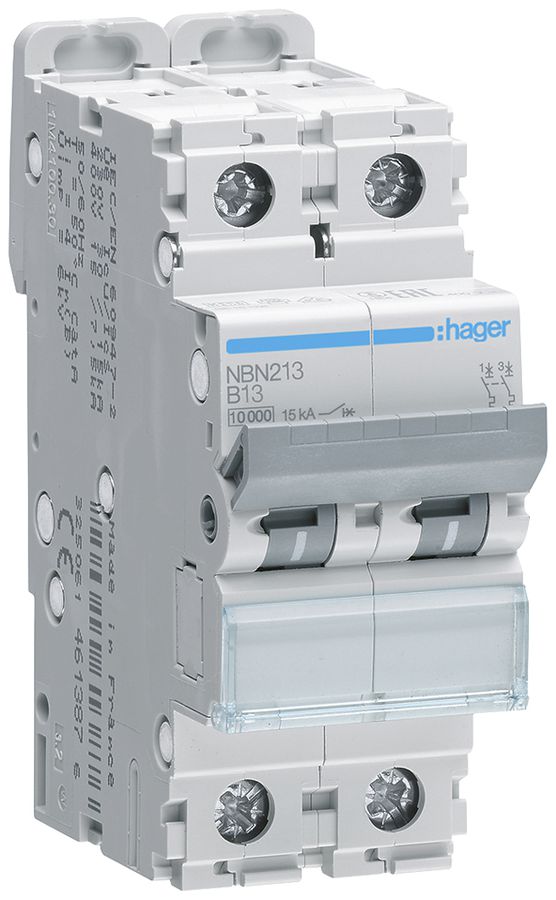 Leitungsschutzschalter Hager MCB 2P 415V Typ B 13A Icn 10kA 2TE