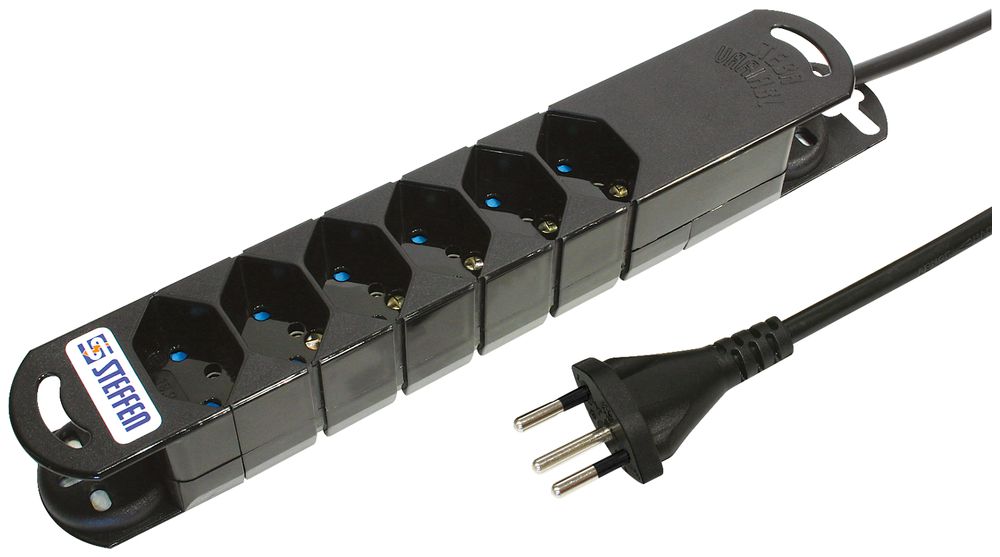 Presa multipla STEBA VARIABL 6×T13 senza interruttore 3m nero
