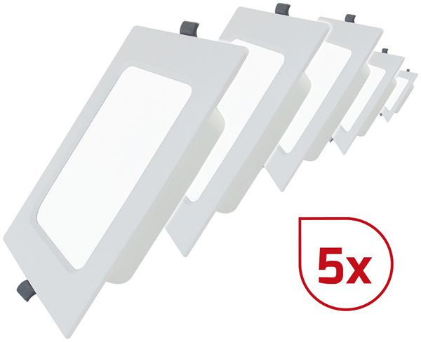 EB-LED-Deckenleuchte DOTLUX SQUAREeco 22W 1980lm 830 224×224mm weiss 5er Set