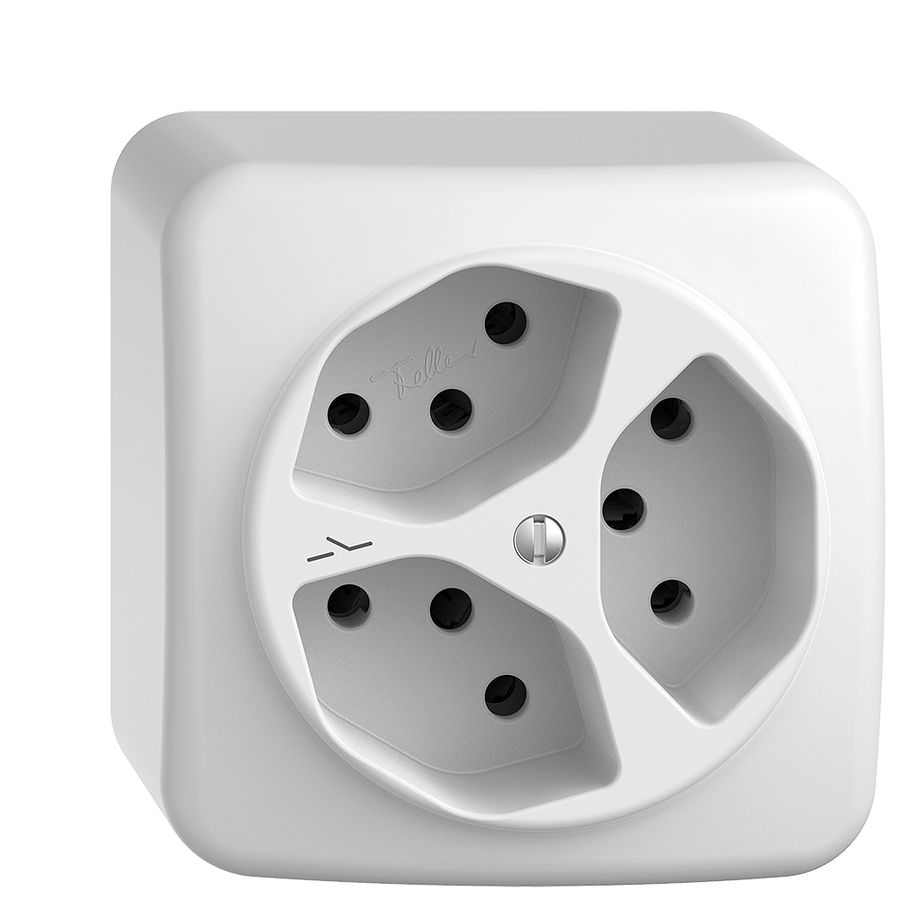 AP-Steckdose STANDARDdue 3×T13 1×S weiss