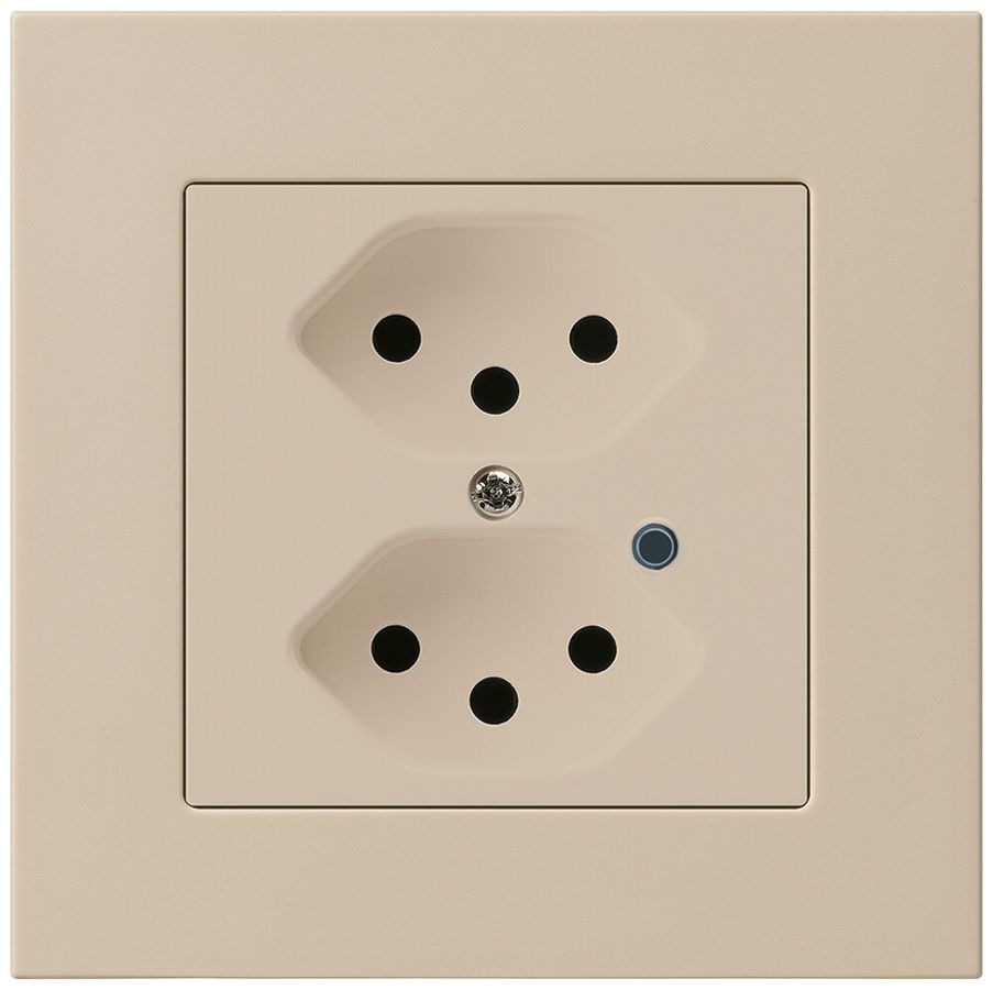 UP-Steckdose Hager kallysto.pro 2×T13 beleuchtet C beige