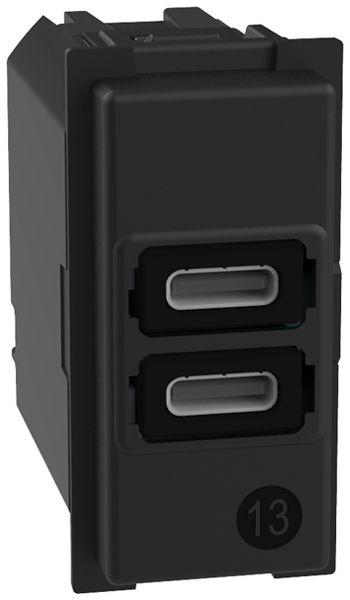 EB-USB-Ladesteckdose Legrand Living Now 1 Modul 2×USB-C 3000mA 5V schwarz