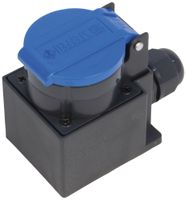 Prise AP Steffen 1×T13 1P 10A 250V IP55 couvercle bleu, noir