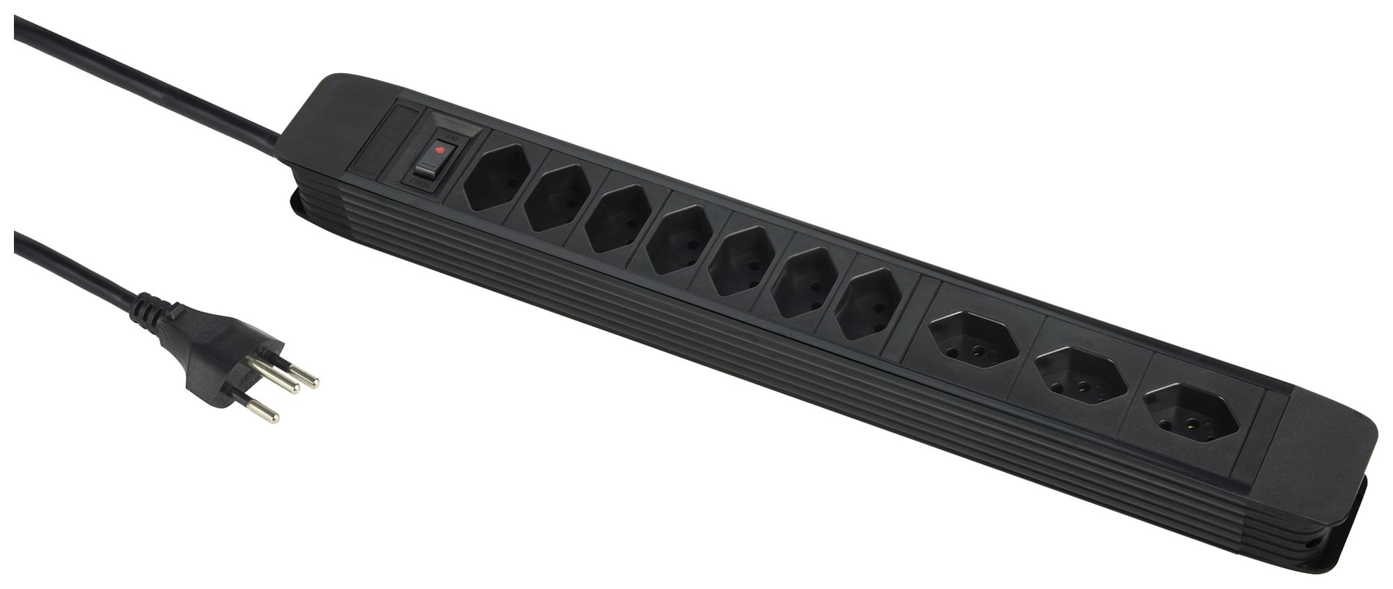 Prise multiple PRINCIPIO 3×type 13 horiz.7×type 13 vart.câble 2m interrupteur no