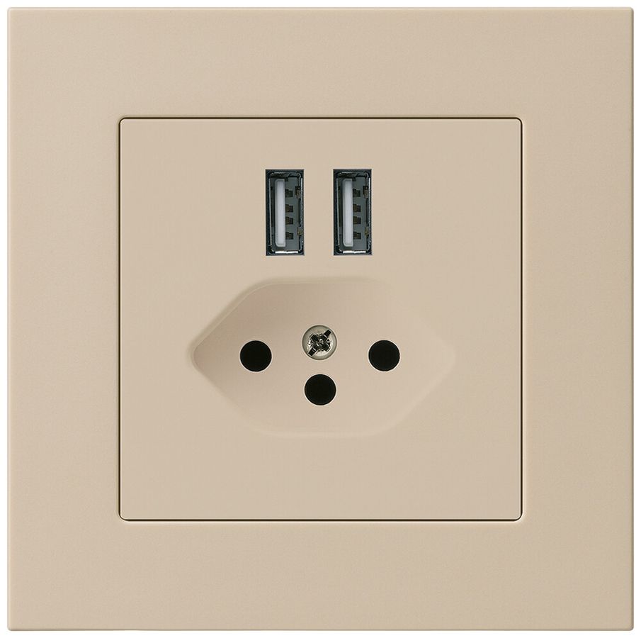 Presa INC 2×USB & T13 kallysto.pro 2400mA avorio chiaro