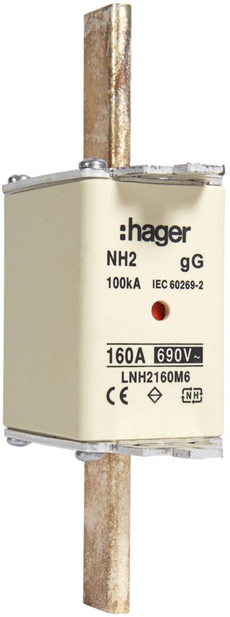 Fusible HPC Hager DIN2c 690VAC 160A gG/gL avertisseur double inoxydable