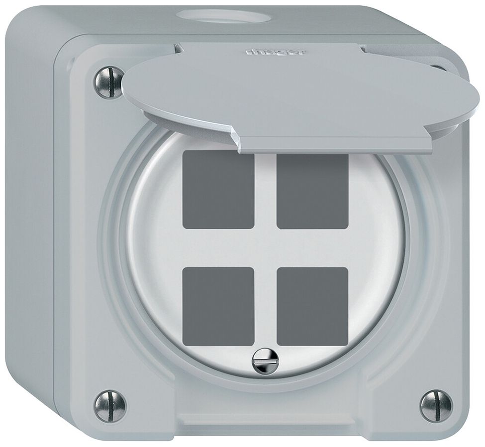 Kit di montaggio AP robusto diritto per 4 prese 86×86mm grigio