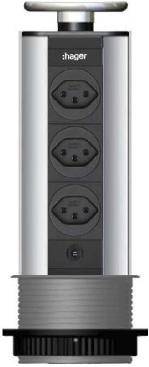 Steckdose versenkbar Tehalit 3×T13 Liftup 7 mit Wippdeck.Edelstahl