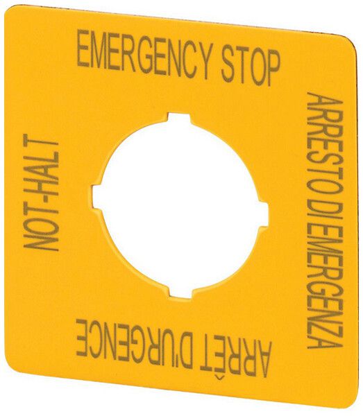 Bezeichnungsschild Eaton M22-XYK11 Not-Aus quadratisch 50mm gelb