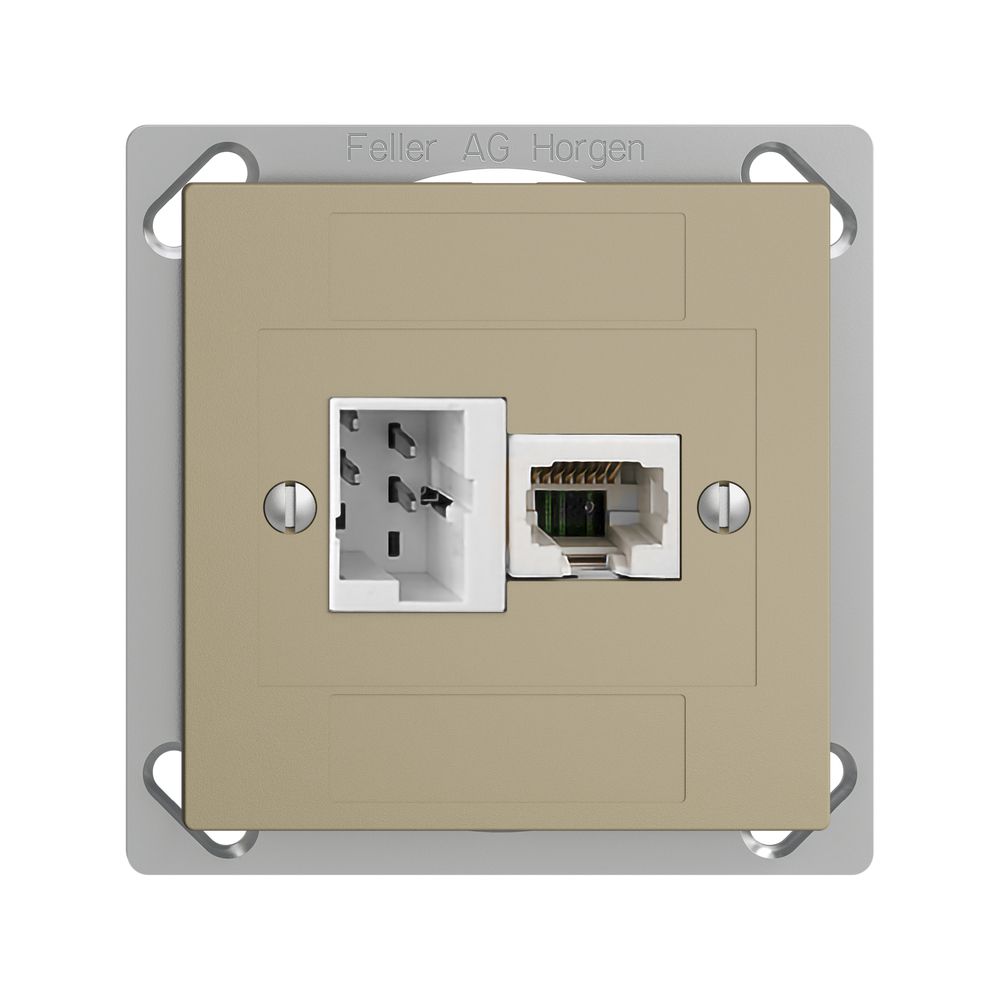 Prise INC 1×T+T,1×RJ45/u 4P EDIZIOdue ITplus ITM sand