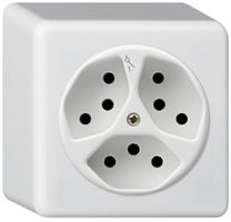AP-Steckdose basico 3×Typ 13/1 weiss H=54mm