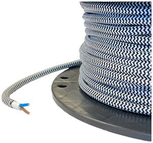 Textilkabel Elektrogros 2×0.75mm² weiss/schwarz Rolle à 50m