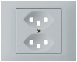 EB-Frontset Hager kallysto für Steckdose G3 2×T23 Abdeckrahmen steckbar hellgrau
