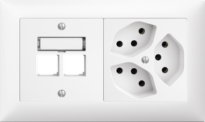 UP-Kombination Edue 1x2, S-One f.2xRJ45 + Steckdose 3×T13 ws