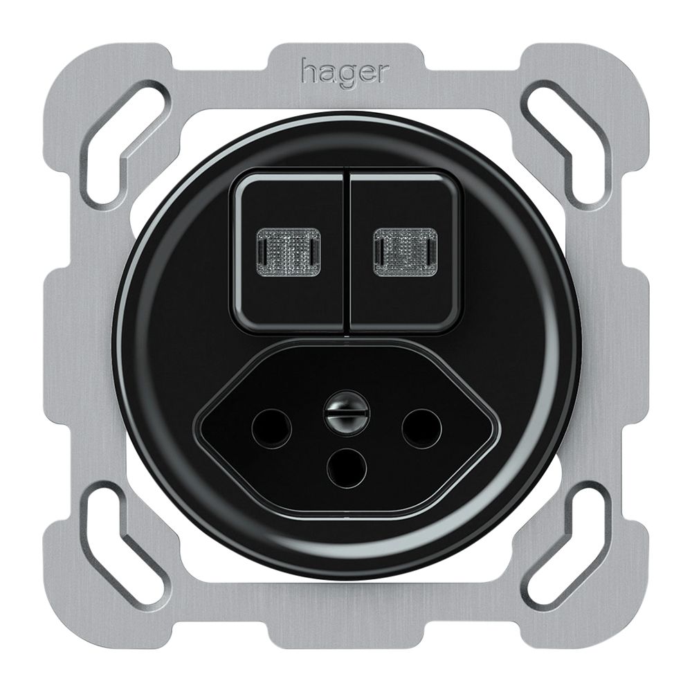 UP-Kombination origin Sch 3+AR + 1×Typ 13 77×77mm 2×beleuchtet schwarz