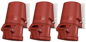 Jeu de prises AP CEE Mennekes 3LNPE 32A rouge 3 pièces