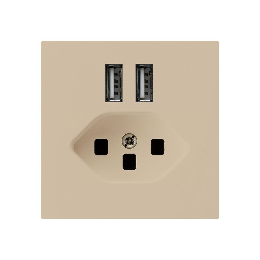 Steckdose 2×USB & T23 kallysto A 2400mA beige