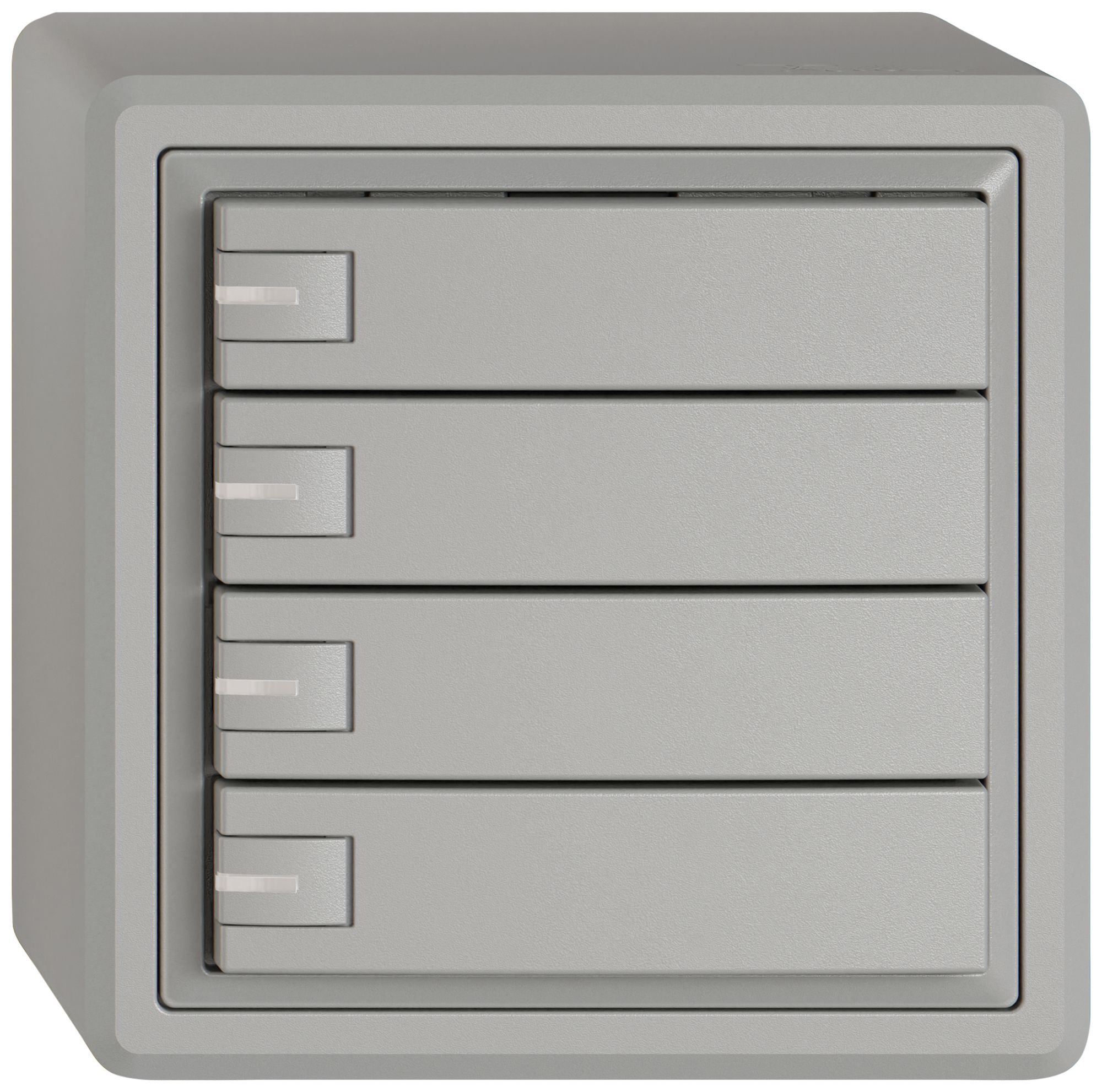 Pulsante universale AP EDIZIO.liv UNI SNAPFIX® 12…48V c.LED blu 4× com.1T grc