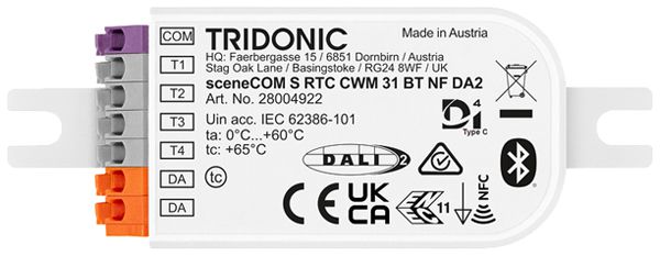 Steuergerät Tridonic sceneCOM S RTC DALI-2 Bluetooth 80.7×15.3×30mm