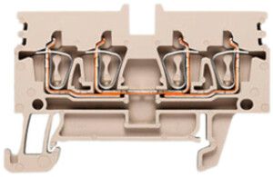 Durchgangs-Reihenklemme Weidmüller ZDU 2.5N/4AN Zugfeder 2.5mm² TS35 beige