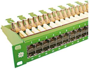 Panel 19" ISDN/TT 1HE 60 Buchsen grün