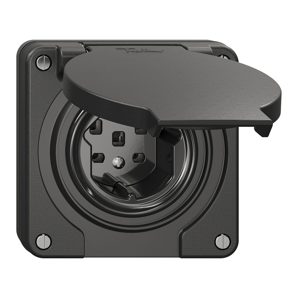 NUP-Steckdose NEVO, 1×T25, IP21, schwarz