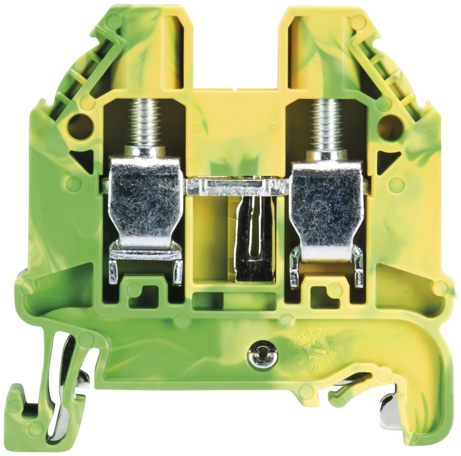 Borne de terre joignable WT 0.2…10mm² 2×racc.vis 1 ét.rail DIN/G TH35/G32 vt/jn