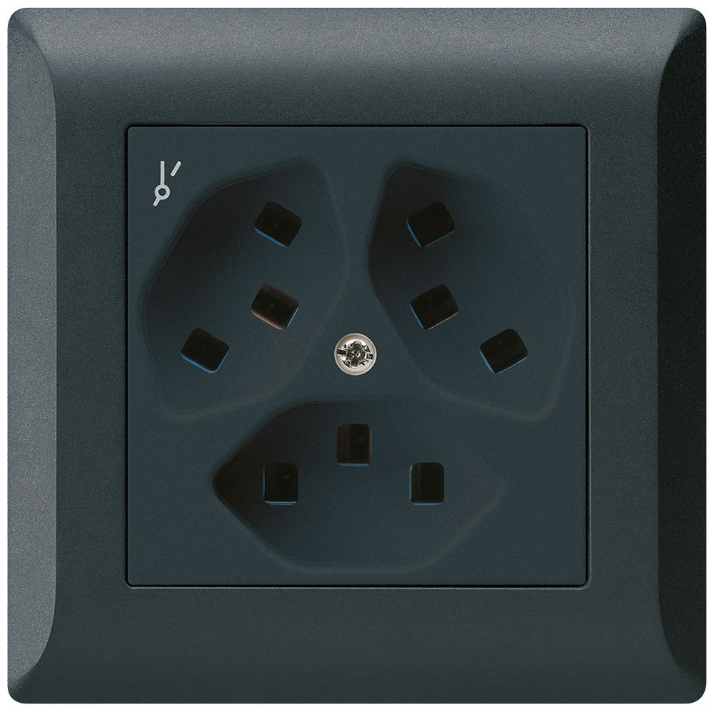 UP-Steckdose Hager kallysto.line 3×T23 1×S C schwarz