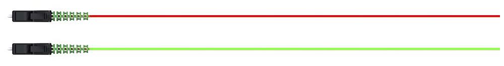 Pigtail-Set Huber+Suhner, LC/APC, 900µm G.657.A2, 2 Stück, 2m, rot/grün