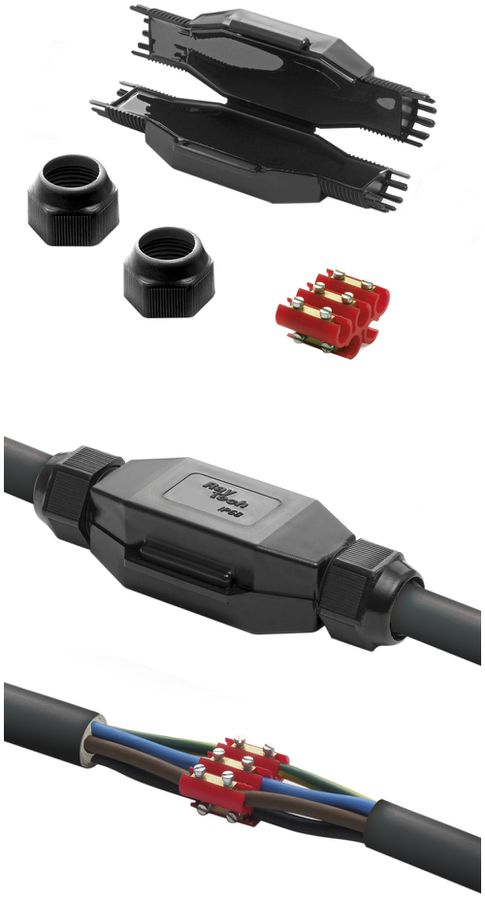 Verbindungsmuffe Raytech TOM-N, mit Gel, Kabel Ø 19…23mm, IP68 schwarz