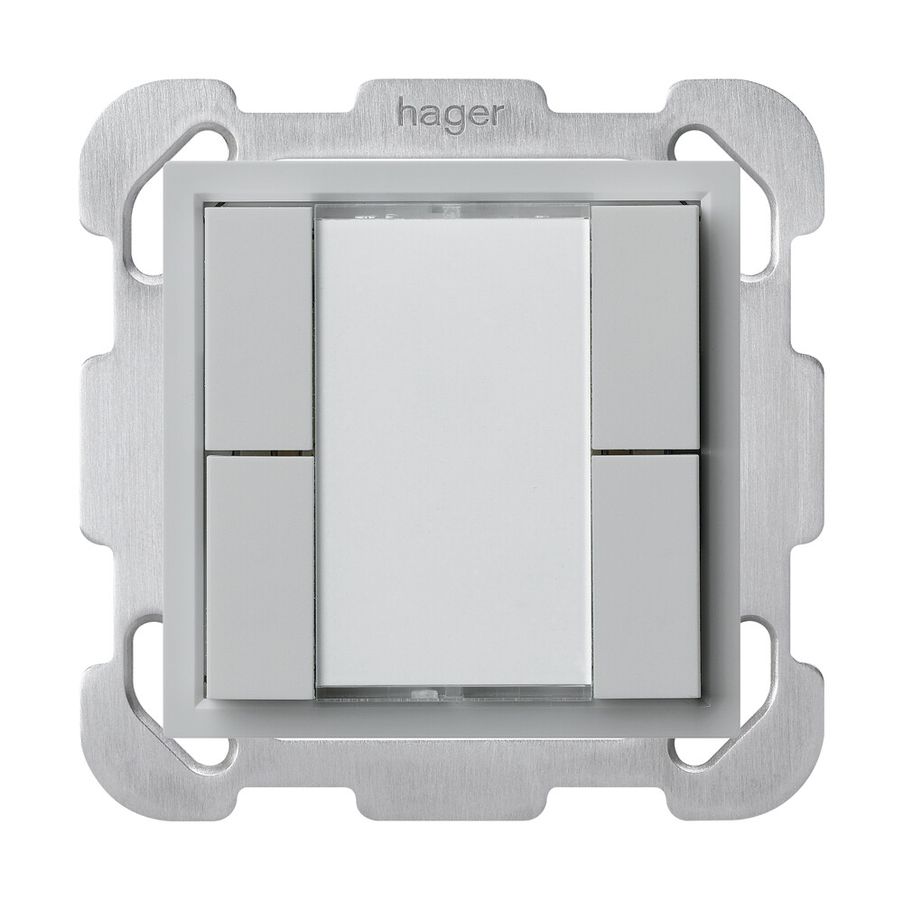 Poussoir universel ENC 4×KLA B avec LED gris clair