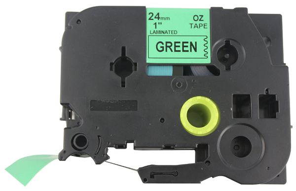 Cassette ruban compatible avec OZE-751, 24mm×8m, vert/noir