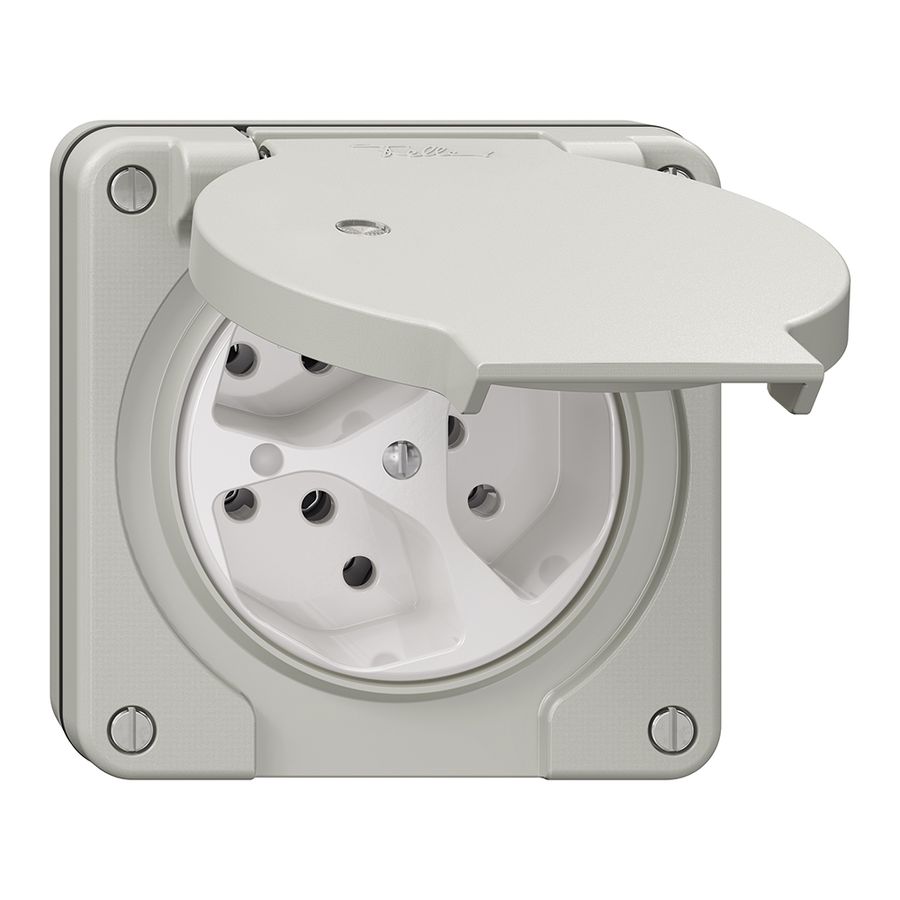 NUP-Steckdose NEVO, 3×T13, IP21, m.LED, lichtgrau