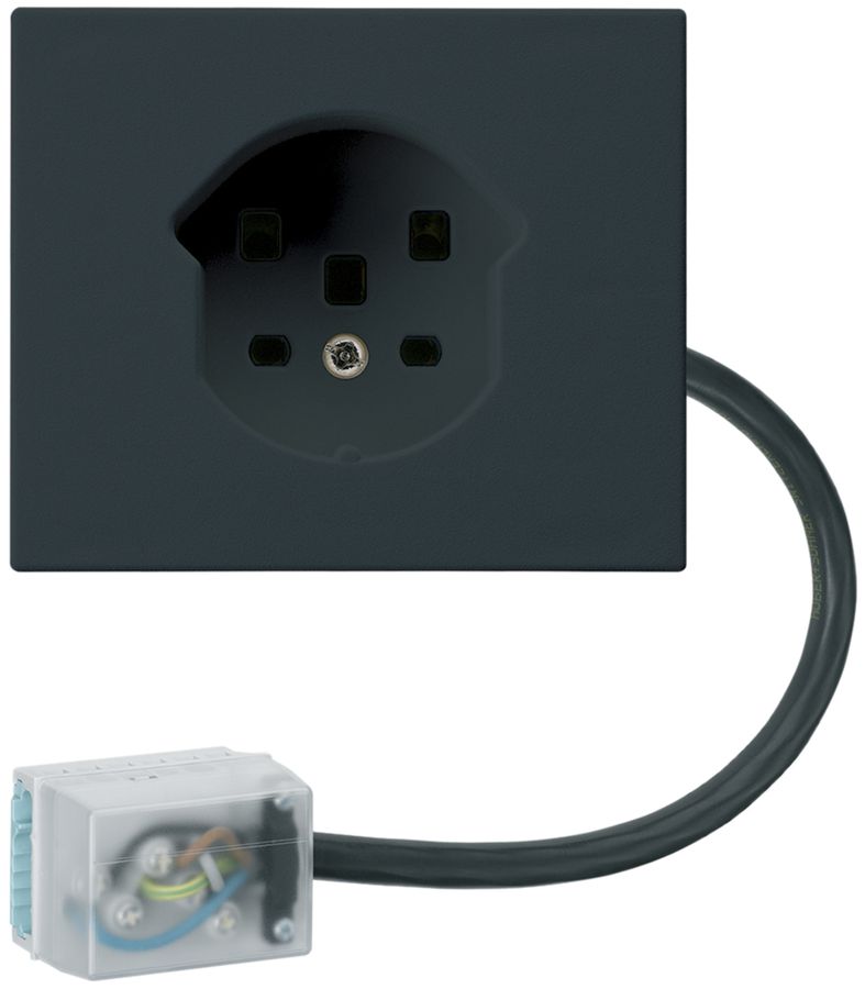 FLF-Steckdose HA Typ 25 mit Steckklemmen mit Flachkabel-Adapter Power schwarz