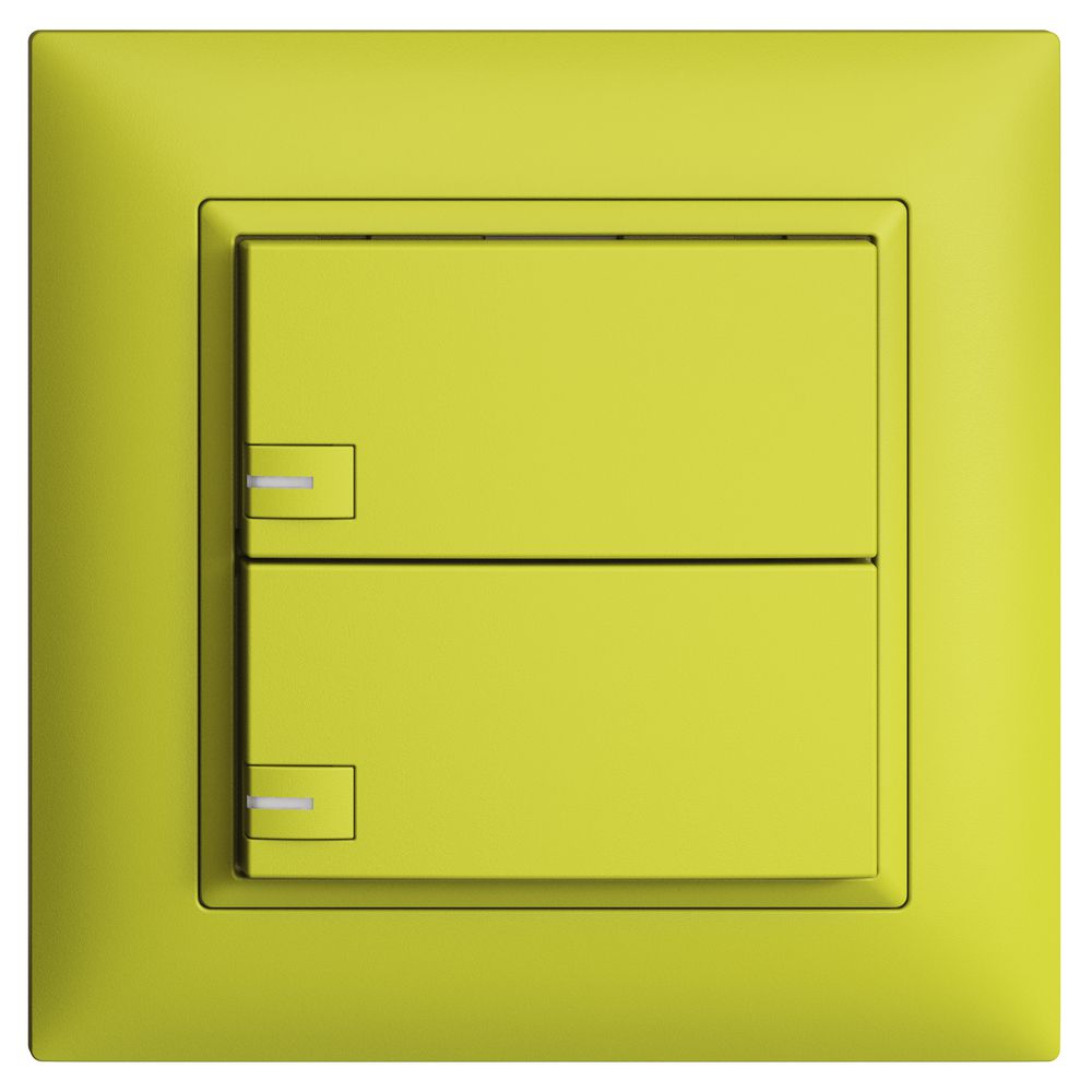 UP-KNX-Taster RGB EDUE FMI, 250mW, m.RGB-LED, 2×Taste, 1×Tastenb., lem