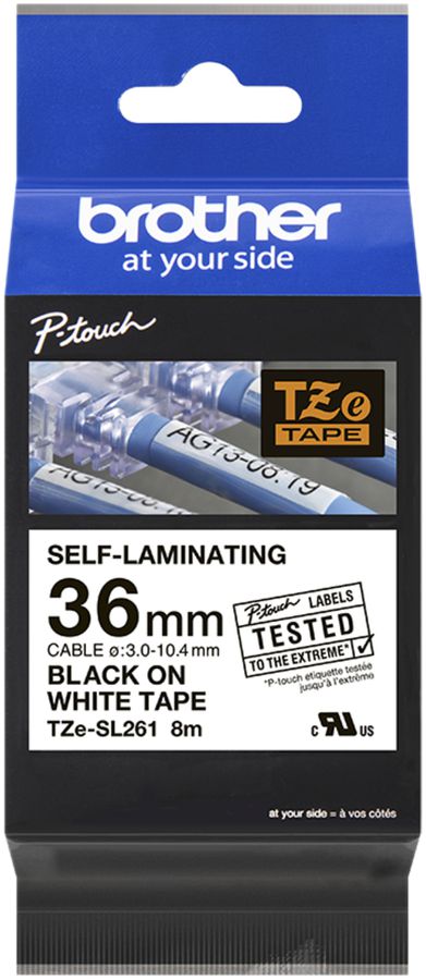 Schriftbandkassette Brother TZe-SL261 36mm×8m, weiss/schwarz