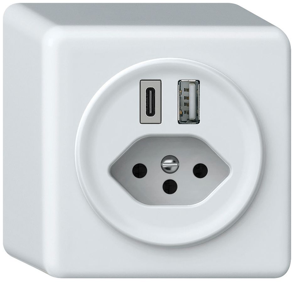 Presa di carica USB AP origin 1×USB-A 1×USB-C 3000mA 5V con tipo 13 bianco