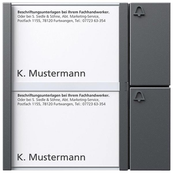 Module de touches bus Siedle, 2 étiquettes et 2 touches 99×99×27mm, gris