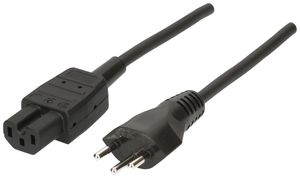 Apparatekabel MAX HAURI Gd 3×1mm² 2m schwarz Stecker T12/C15